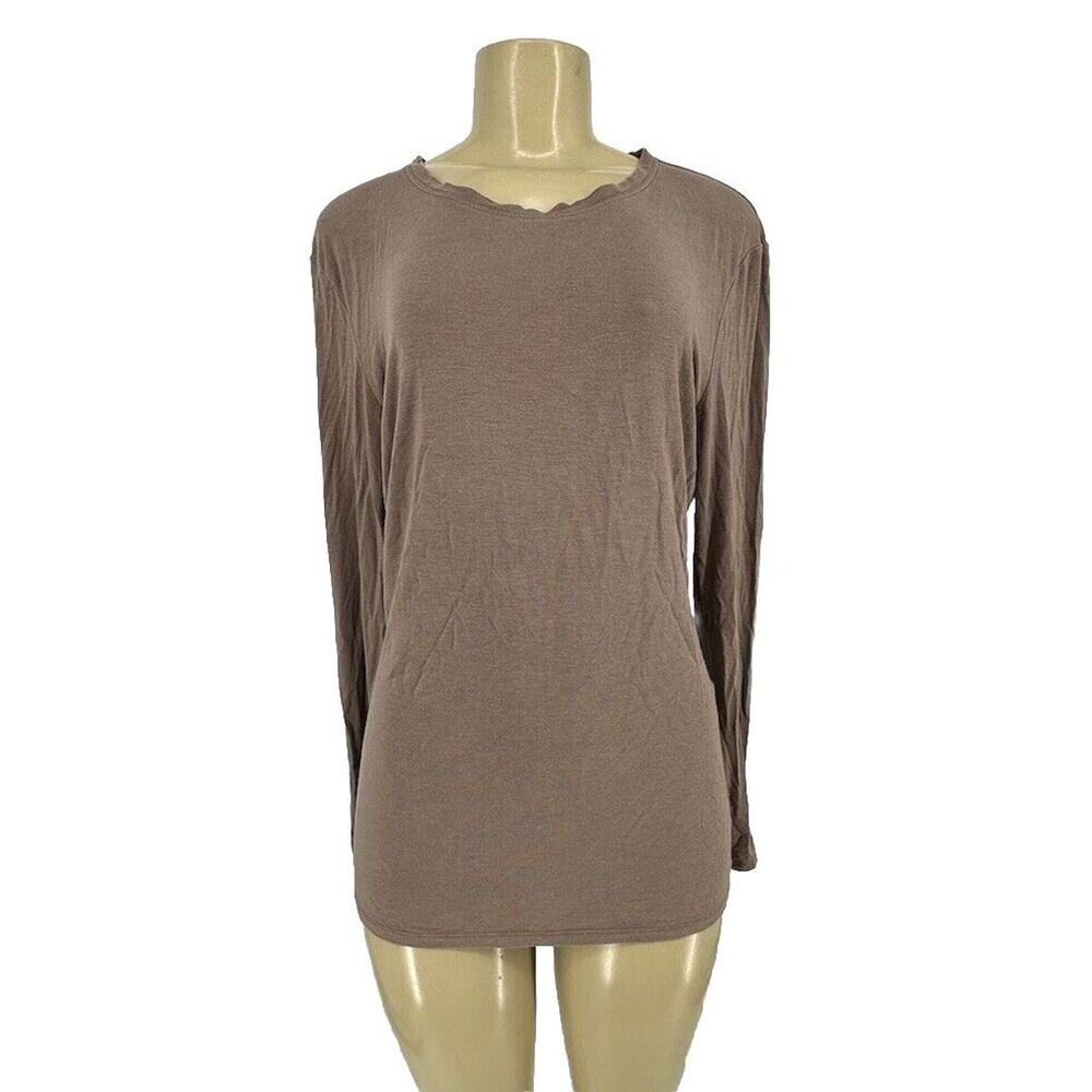 Kit & Ace Medium Women Long Sleeve Tee Shirt Brown Round Neck 15-4